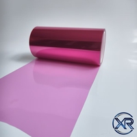 Película Protectora Translúcida Impermeable de PET Rojo Rosa de Alta Pureza de 75um para Película Óptica OCA y Embalaje de Troquelado