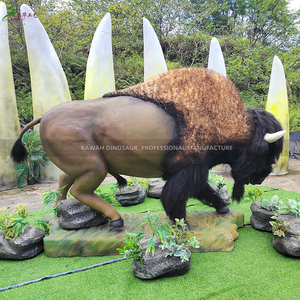 Estatua de animales de tamaño natural Agua corriente Búfalo Animatronic Animales para decoraciones de zoológico - Product Image 1