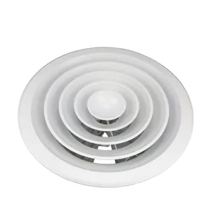 Aluminium round ceiling diffuser air supply grille with damper adjustable air diffuser
