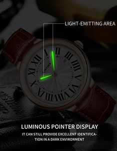 Drop Shipping KINYUED Men's Automatic Mechanical Watch Waterproof 3BAR Leather Strap Luminous Pointer Roman Dial <b>Calendar</b> - Product Image 5