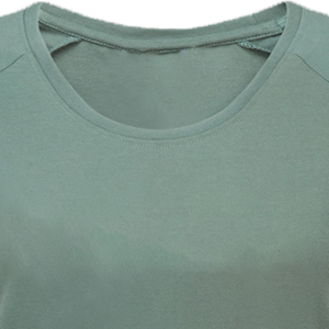 T-shirt à manches courtes col rond pour femme, style streetwear, respirant, écologique, en coton biologique gris, en molleton uni - Product Image 2