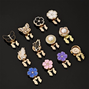 Boutons de chemise en métal de luxe avec fleurs, perles, papillons et strass pour vêtements féminins - Product Image 2