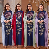 Robe de soirée brodée pour femmes, paillettes brillantes, robe longue florale, abaya musulmane, vêtements ethniques, jalabiya, Ramadan, Maroc, Dubaï, kaftan