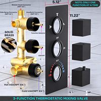 HOMEDEC Système de douche mural 10 pouces avec pommeau de douche carré 6 pouces, robinet de douche thermostatique 3 voies avec barre coulissante en laiton