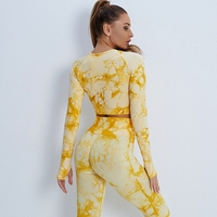 Ensemble quatre pièces grande taille tie-dye léger taille haute moulant extensible dans les quatre sens pour rehausser les hanches et sculpter la poitrine – Meilleures ventes