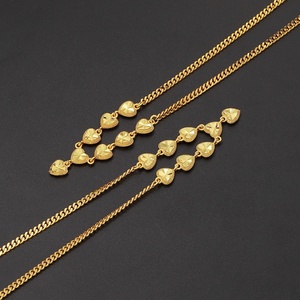 Collar de Cobre Chapado en Oro de 24K para Mujer, Cadena con Corazón, Cadena Cubana, Marca Jxx Fashion - Product Image 2