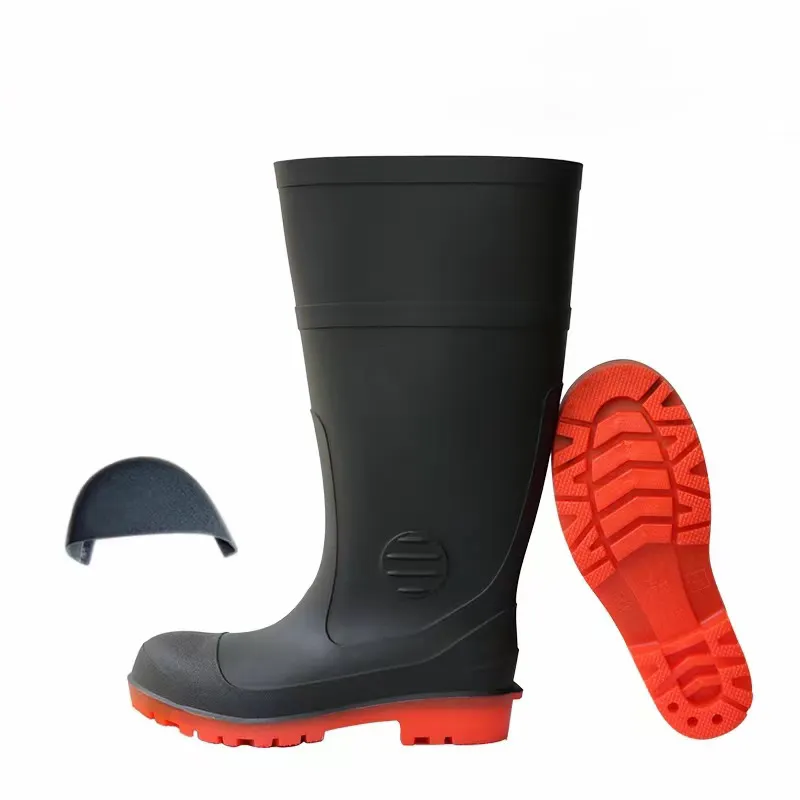 Men's Steel Toe Rain Boots Waterproof Garden Fishing Outdoor Work Boots  Protective Footwear PVC Rubber Boots