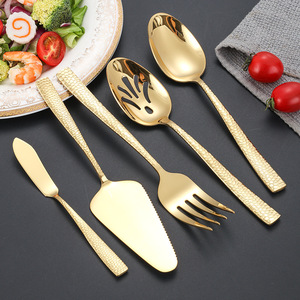 Juego de Cubiertos de Acero Inoxidable de 13 Piezas con Textura Martillada, Cuchara para Servir, Tenedor, Cuchara para Salsas, Espátula para Pizza, Esparcidor de Aceite, Estilo Occidental - Product Image 4