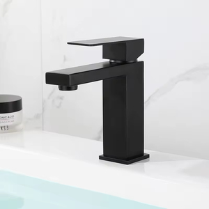 Rubinetto per Lavabo Quadrato in Acciaio Inox SUS 304, Finitura Spazzolata, Miscelatore Monocomando Acqua Calda e Fredda, Cartuccia in Ceramica per <span class=keywords><strong>Bagno</strong></span> - Product Image 2