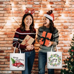 Sac fourre-tout en toile de coton réutilisable et écologique avec logo personnalisable, sacs à bandoulière pliables et élégants pour cadeau de Noël - Product Image 4