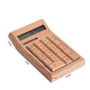 Calculatrice en bambou à 12 chiffres, alimentée à l'énergie solaire, portable, créative, pour usage au bureau - Product Image 4