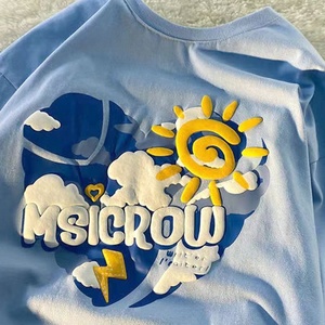 เสื้อยืดผ้าฝ้าย100% ใส่ได้ทั้งชายและหญิงเสื้อยืดพิมพ์ลายโฟมขนาดใหญ่ออกแบบได้เองเสื้อยืดพิมพ์ลายพัฟผ้าถักโลโก้3D - Product Image 5