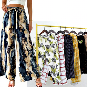 Pantalons évasés à jambes larges pour femmes, 100% coton, tailles mixtes, vêtements d'occasion, balles de vêtements Ukay en provenance de Chine - Product Image 1