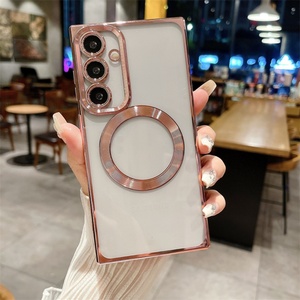 With Camera <b>Lens</b> <b>Protector</b> for Samsung S24 S23 S22 S21FE ULtra Plus Electroplated Phone case Transparent Magnetic Suction - Product Image 6