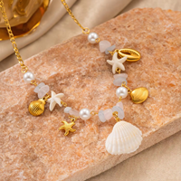 Collier de perles en éclats de pierre d'éléments marins hypoallergéniques de haute qualité pour femme, accessoire quotidien de voyage