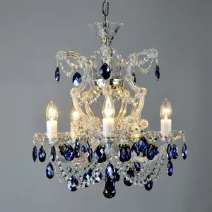 blue lustre maria theresa candle crystal chandelier for living room villa crystal decorative hanging lamp modern luxury