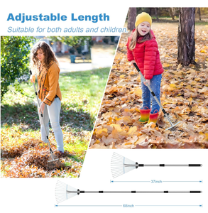 Verstelbare Metalen Blad Hark Lange Steel Tuin Harken Voor Gazons Zware Bladeren Tuin Voor Tuinieren Rv <span class=keywords><strong>Camping</strong></span> - Product Image 6