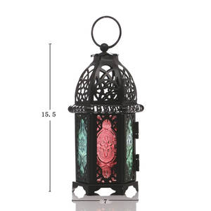 Porte-bougie Vintage arabe Ramadan, Mini lanternes marocaines <span class=keywords><strong>en</strong></span> métal, lanternes décoratives <span class=keywords><strong>en</strong></span> <span class=keywords><strong>verre</strong></span> coloré, bougies chauffe-plat, lanterne à vent - Product Image 6