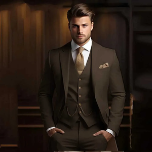 Costume Décontracté <span class=keywords><strong>Kaki</strong></span> pour Homme Ensemble 3 Pièces (Veste+Gilet+Pantalon) Smokings de Mariage pour Mariés Coupe Slim 2025 Blazers pour Homme pour Bal de Promo ou Soirée Fait sur Mesure - Product Image 6