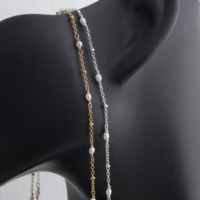 Chaîne Saturne en Or 14K Plaqué/Argent S925 avec Perles de Riz d'Eau Douce de 2-2,5 mm pour la Fabrication de Colliers et Bracelets Permanents