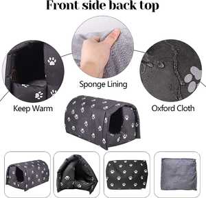Wetterfestes, faltbares Unterstand für Streuner, Katzen und Hunde, rutschfest, gemütlich, Wildtier-Höhle, Zelt, Bett, Winter, wasserdicht - Product Image 3