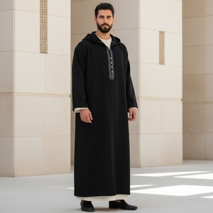 <span class=keywords><strong>Djellaba</strong></span> islamique saoudienne personnalisable pour homme, épaisse et chaude, avec capuche en chamois et filet à cheveux, idéale pour l'hiver - Product Image 3
