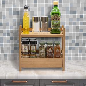 Étagère de rangement multi-niveaux en bambou à 3 niveaux avec tiroir pour l'organisation du bureau, de la salle de bain et de la cuisine - Product Image 3