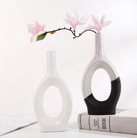 Vase de table en porcelaine contemporaine, écologique, forme unique, ensemble de 2 vases à fleurs pour la décoration de la maison, mariage