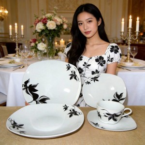 Juego de Vajilla de <span class=keywords><strong>Porcelana</strong></span> Blanca de Diseño Chino, Marca Harvit, 20 Piezas, Hecho en Italia, Venta al por Mayor - Product Image 5