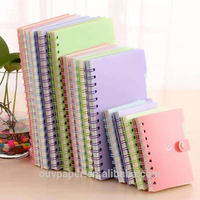 Vente en gros de classeurs à spirales en PVC transparent A5 A6, rechargeables, feuilles mobiles, agenda scolaire, planificateur
