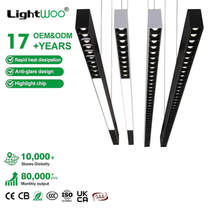 Lustre linéaire LED moderne en aluminium, nouveau design <span class=keywords><strong>noir</strong></span>, blanc chaud, <span class=keywords><strong>suspension</strong></span> industrielle minimaliste pour la maison, le bureau et l'usage commercial - Product Image 1