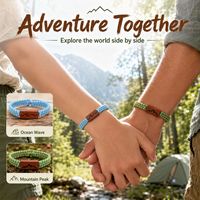 Bracelet en corde tressée à la main avec perles sculptées en bois pour couple, accessoires de mode