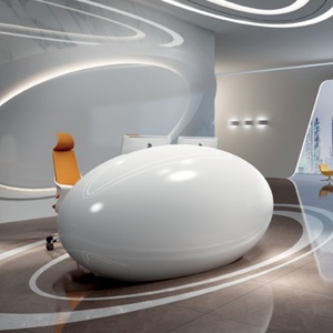 Hotel Modern Design Wood Beauty Salon Counter Front Desk <b>Table</b> <b>White</b> Reception Office Desk - Product Image 6