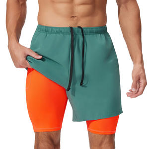 Мужские повседневные дышащие шорты из канваса для спортзала, высокоэластичные, экологичные, с защитой от просвечивания, на шнурке, однотонные, тканые, для тренировок - Product Image 3