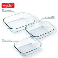 PYGLASS 3 pièces Basics Value Pack Clear Rect. Plat de cuisson pour rôtir Plat de base pour un usage quotidien