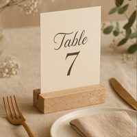 Ensemble de 4 porte-cartes de visite en marbre travertin naturel, support de menu, support de table pour mariage, porte-invitations