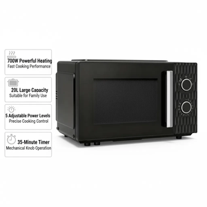 Four à <span class=keywords><strong>micro</strong></span>-ondes électrique en acier inoxydable 110-240V Global 20L 700W 5 niveaux 255mm <span class=keywords><strong>Grand</strong></span> <span class=keywords><strong>plateau</strong></span> tournant (chauffage uniforme) Minuterie mécanique - Product Image 3