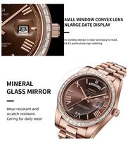 Montre-bracelet pour homme NIBOS 2708 avec bracelet en acier inoxydable, design cercle zircon, double date, étanche, quartz, diamant, or