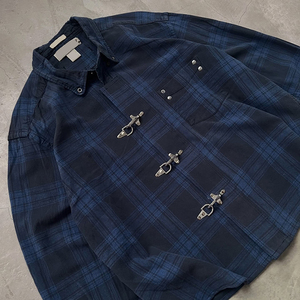 Camicia da Lavoro Vintage da Uomo <span class=keywords><strong>a</strong></span> Maniche Lunghe con Chiusura <span class=keywords><strong>a</strong></span> Moschettone, Stile Streetwear Designer Personalizzato, Tema Vigili del Fuoco/Pompiere - Product Image 1