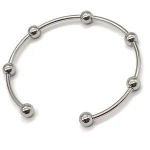 All'ingrosso braccialetto di perle di acciaio inossidabile per gli uomini, perline regolabili all'ingrosso per la realizzazione di braccialetti