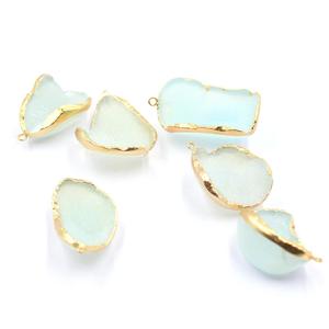 Aqua druzy 35-37มม. พร้อมจี้ทองเหลืองจี้ชุบทองไม่เรียบจี้อัญมณีธรรมชาติ - Product Image 4