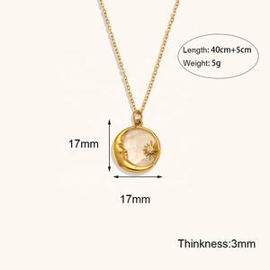 Dingran, nueva moda, collar con colgante de estrella de luna de concha Natural, joyería de acero inoxidable chapada en oro de 18K, collar delicado - Product Image 3