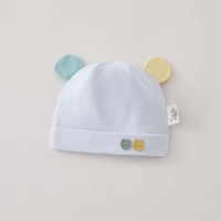 Gorro de algodón de primera calidad para recién nacido, suave, de doble capa, con orejas 3D y insignia de gato, unisex, lavable, para primavera y otoño, de 0 a 6 meses