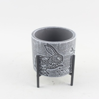 Pot de fleurs personnalisé de haute qualité avec éléments décoratifs en forme de lapin, jardinière en ciment pour plantes de jardin et serre, pot en béton