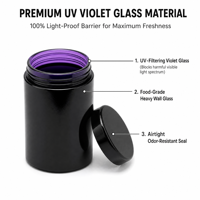 UV-werende violet glazen pot 100ml 150ml brede opening schroefdeksel voor snoep en snacks verpakking OEM service private label