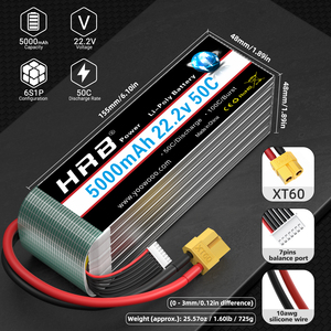HRB Marque 22.2v <span class=keywords><strong>6S</strong></span> 5000mah 50C Li-po Batterie Pour RC Hélicoptère Voiture Quadcopter Drone UAV Pièces - Product Image 4