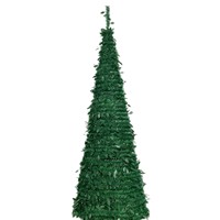 Árbol de Navidad Artificial de Abeto Plegable de Alta Calidad con Luces LED, Verde, Decoración Interior