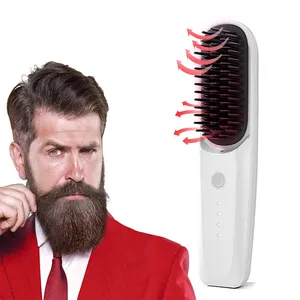 Peine alisador de barba con calefacción inalámbrica, 3 configuraciones de temperatura, peine alisador de barba, alisador de barba y pelo