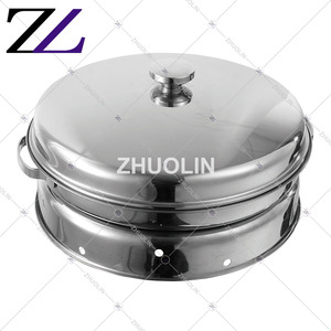 Mesa de fiesta Cúpula redonda Juego de calentadores de alimentos divididos Sartenes Cheffing Platos para servir Boda Oro blanco y cerámica Malasia Plato de frotamiento - Product Image 2