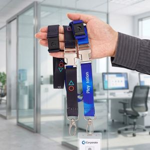Lanière personnalisée promotionnelle avec porte-carte en polyester, impression par sublimation, design personnalisé, avec logo sur mesure - Product Image 3